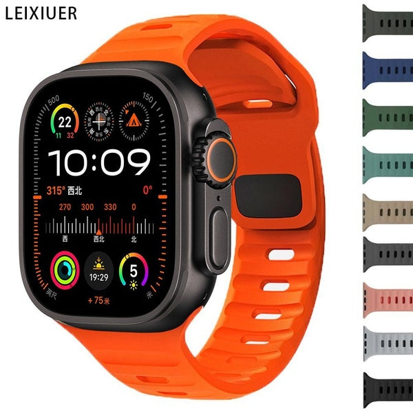 LEIXIUER Silicone Sport Strap for Smart Watch Ultra 2-Ultra 49mm Series 10 46mm 42mm 9 8 7 45mm 41mm Bracelet Men Women Watch Band for Smartwatch Ser