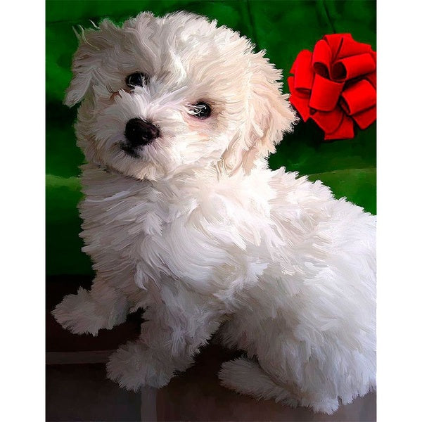 DIY 5D Cute Small Dog Diamond Painting Full Drill with Number Kits Home and Kitchen Fashion Crystal Rhinestone Cross Stitch Embroidery Paintings Canv