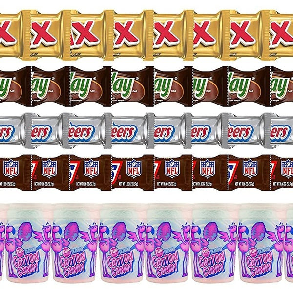 Cotton Candy, SNICKERS, TWIX, MILKY WAY & 3 MUSKETEERS Individually Wrapped Variety Pack Full Size Milk Chocolate Candy Bars Bulk Assortment, 60 Bars
