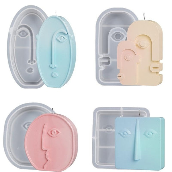 DIY Abstract Face Silicone Mold Mirror Abstract Face Gypsum Handmade Soap Candle Mold Home Decor Craft Gift