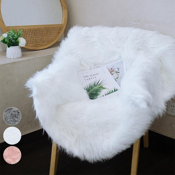1PC Round Faux Fur Rug, Soft Fluffy Faux Sheepskin Rug Washable Rug For Indoor Flooring, Sofa, Chair, Bedroom, Living Room, Home Decoration