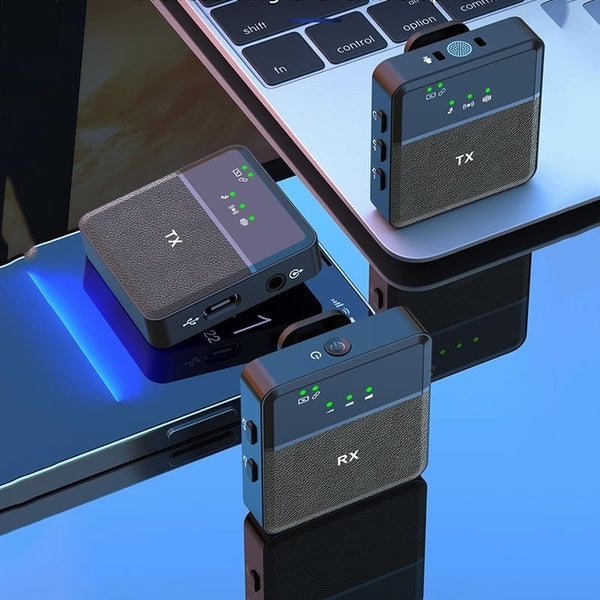 Système de microphone Lavalier sans fil 2.4G Émetteurs + Récepteur Clip sur micro avec câble audio TRS & TRRS 3,5 mm pour appareil photo Smartphone