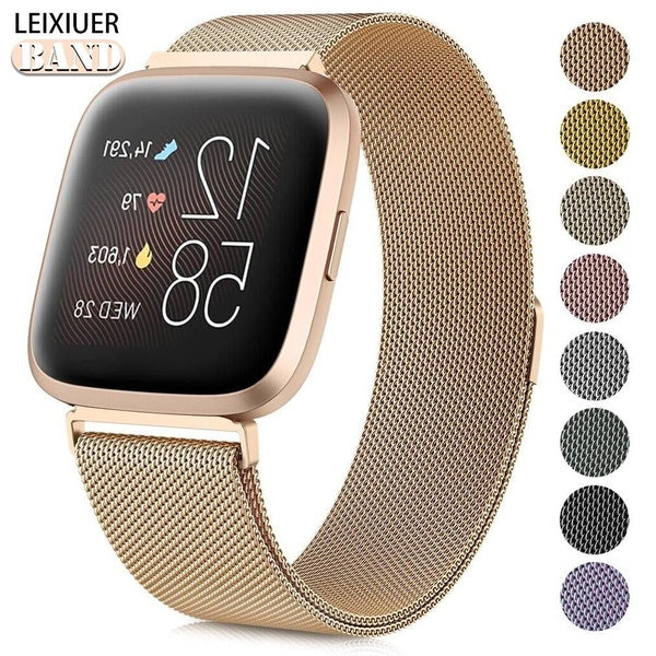 LEIXIUER Metal Strap for Fitbit Versa 4 3 2 Band Sense-Lite Magnetic Stainless Steel Watchband Bracelet Belt Accessories for Fitbit Versa Band Matron Inn