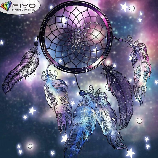 FIYO DIY 5D Dream Catcher Diamond Painting Full Drill with Number Kits Maison et Cuisine Mode Mosaïque Diamant Peinture Toile Décoration Murale Cadea