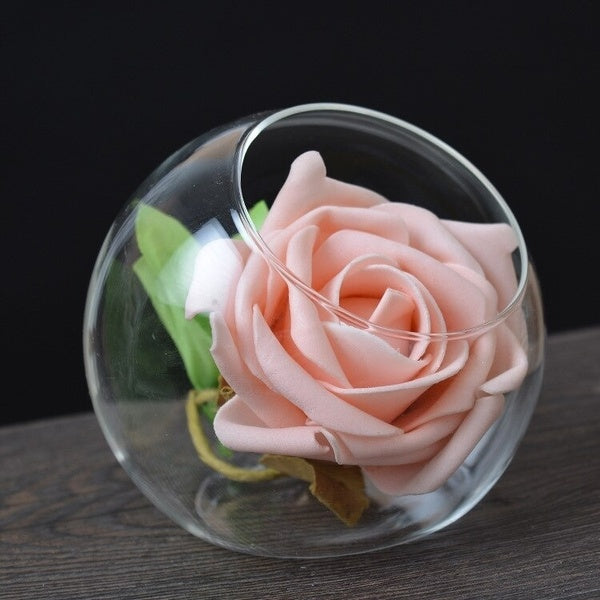 1PC Handmade Glass Flat Vase Flower Vases Home Decor Wedding Decoration Fashion Holiday Birthday Gifts Glass Crafts without flower JY 1186