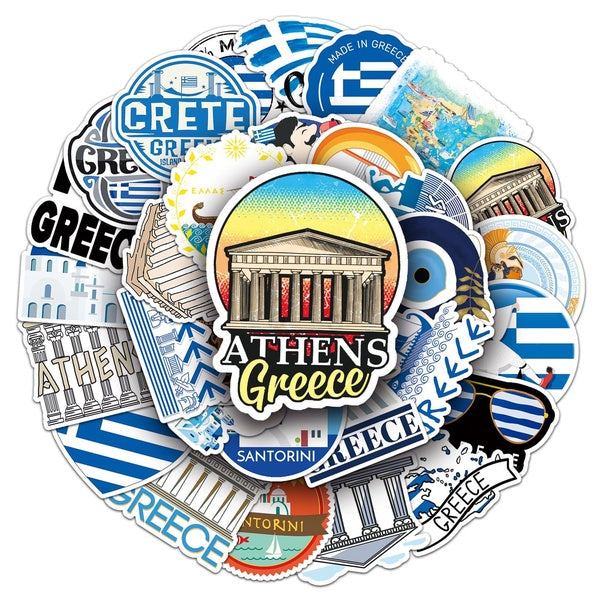 10-50Pcs Greek Architectural Stickers Temple Greek Mythology Graffiti Stickers for DIY Luggage Laptop Skateboard Motorcycle Bicycle Stickers