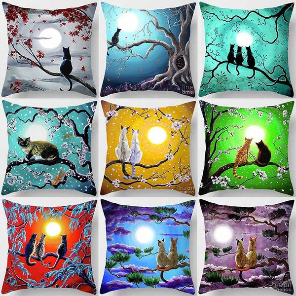 Cat printing square pillowcase home decoration car sofa cushion cover (45cm * 45cm)