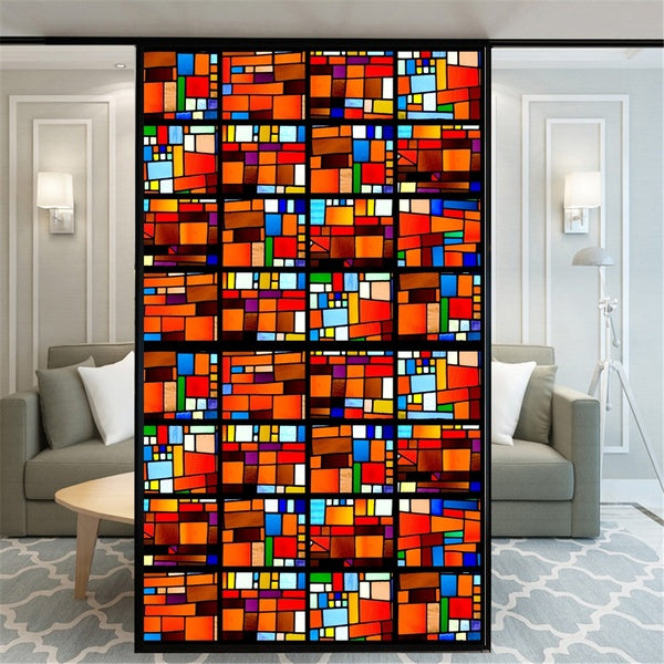 Brick Pattern Window Film Privacy Stained Static Cling No Glue Frosted Window Film Window Decals Window Stickers