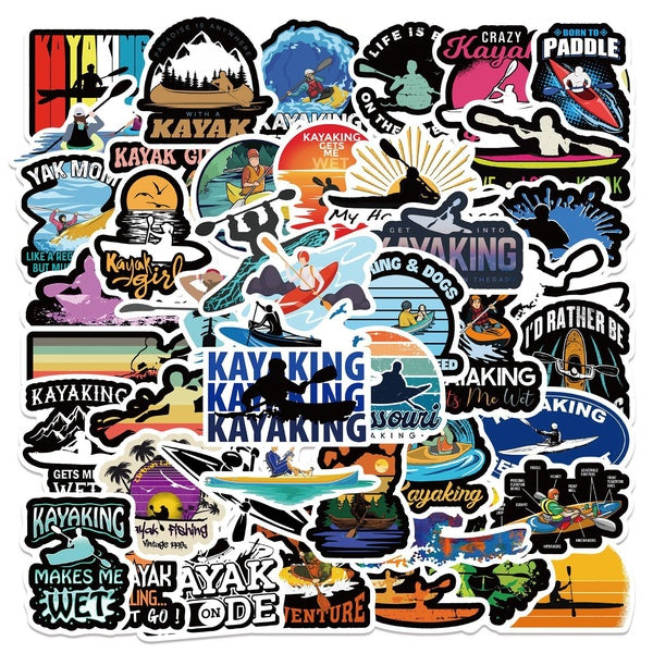 10-25-50pcs Cartoon kayak stickers Great Kayaking graffiti Stickers for DIY Luggage Laptop Skateboard Bicycle Sticker