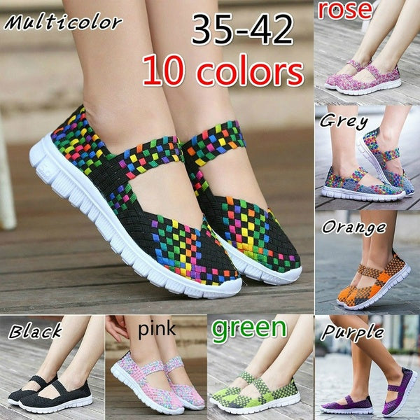2021 Plus Size 35-42 Fashion Women's Casual Running Shoes Lady's Breathable Mesh Fabric Soft Sneaker(10 Colors to Choose)