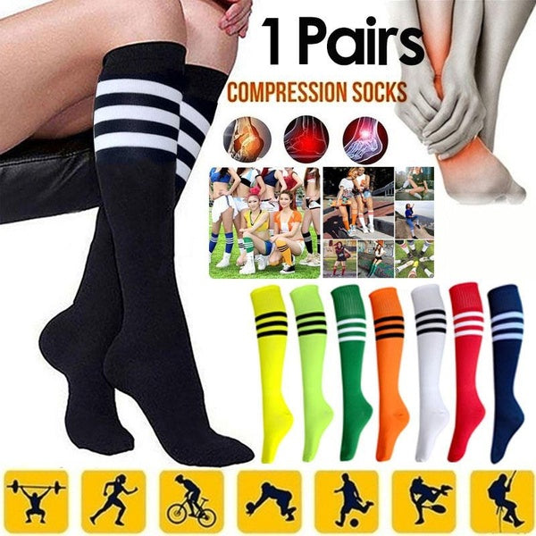 10 Colors New Football Socks Non-slip Long Tube Over The Knee Socks Striped Soccer Socks Compression Stockings Outdoor Sports Gym