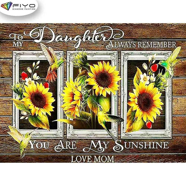 FIYO Sunflowers and Hummingbirds Diamond Painting Kits For Adults DIY 5D Diamond Mosaic Diamond Painting Home and Kitchen Fashion Canvas Pictures Wal