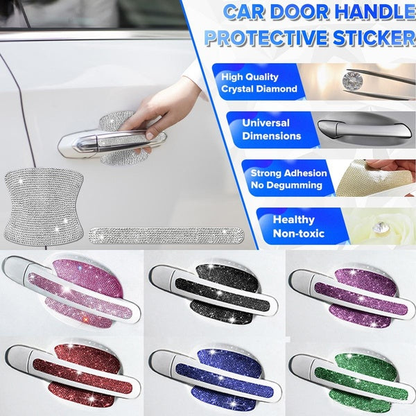1-2-4PCS Bling Car Accessories Crystal Glitter Door Handle Protector Stickers,Rhinestone Car Door Handle Stickers,Bling Aoto Accessories for Women