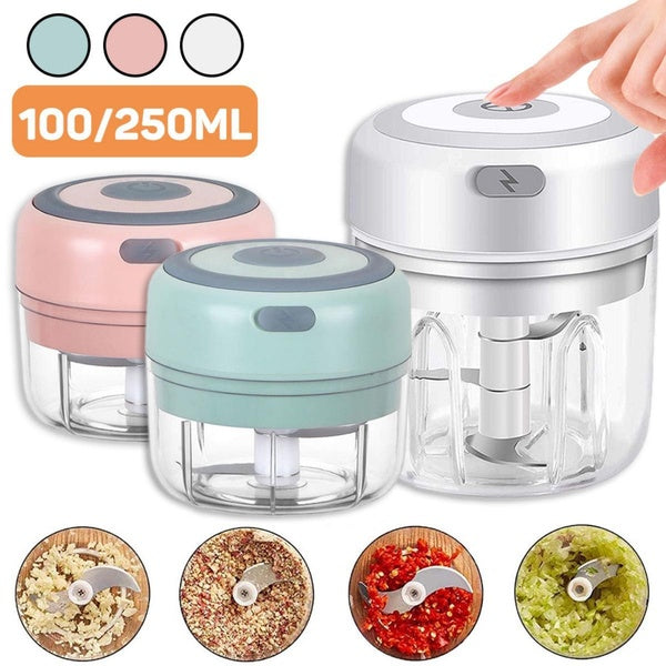100-250mL Mini Electric Garlic Chopper Vegetable Chili Meat Ginger Masher Machine Sturdy Durable USB Charging Blenders Kitchen