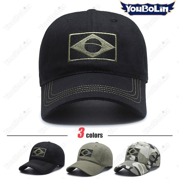 Military Fan Duck Tongue Cap Men's Camouflage Baseball Cap Brazil National Flag Military Cap Curved Eaves Casual Mountaineering Sun