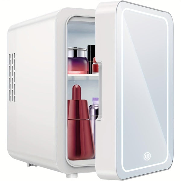 Skincare Fridge - Mini Fridge With Dimmable LED Mirror (6-8 Liter), Cooler And Warmer, For Refrigerating Makeup, Skincare And Food, Mini Fridge For B