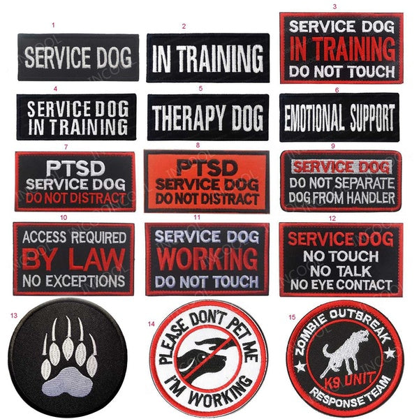 46 Styles Service DOG THERAPY PET Patch Medic Working Dog In Training Emblem Badge K9 K-9 Patch for Military Dog PET Vest Harnesses