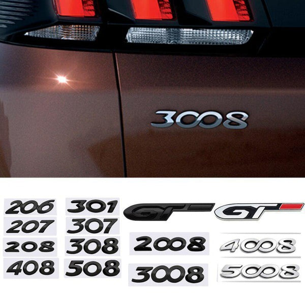 Car Decoration Letter Enblen GT Sticker decal for Peugeot 407 2008 308 307 206 207 3008 208 508 107 307 4008 406 408 108 301 306