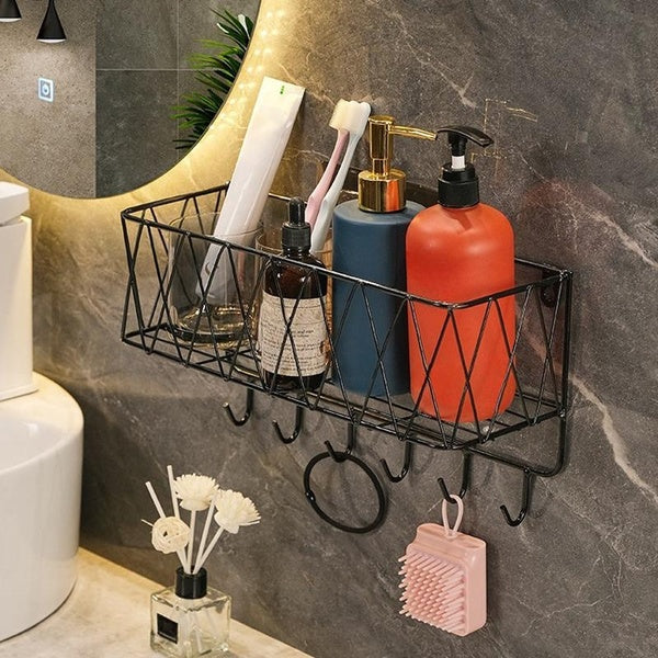 Adhesive Shower Caddy Basket Shelf, Bathroom Shampoo Organizer Shelves, Kitchen Storage Rack, No Drilling Wall Mounted Rustproof Shower Shelf for Ins