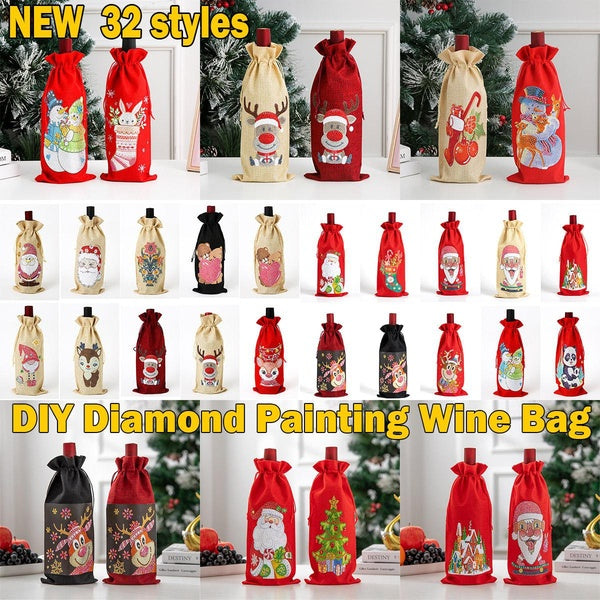 32 Style DIY Mosaic Crystal Embroidery Crafts Home Decoration 5D Diamond Painting Wine Bag Christmas Decorations @#A09