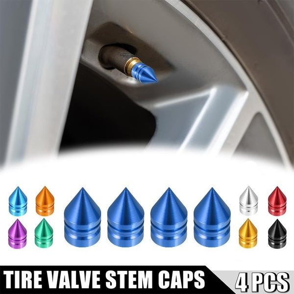 4 Pcs Aluminum Tower Shape Car Tire Valve Caps Car Wheel Valve Stem Cap for Bike Moto Air Dust Cap