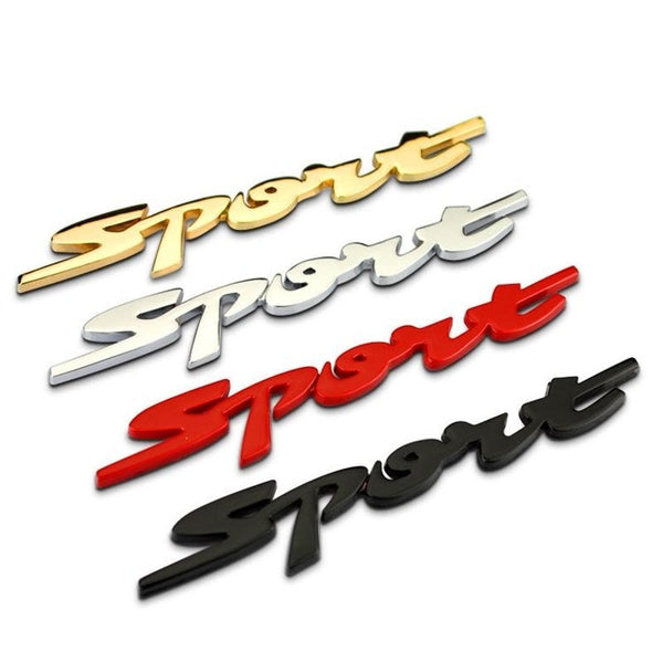 Noizzy 3D Metal Sport Car Emblems - High-Quality Self-Adhesive Badges in Red, Black, Chrome, Gold for Side Window, Trunk, Fender, Door - Zinc Alloy