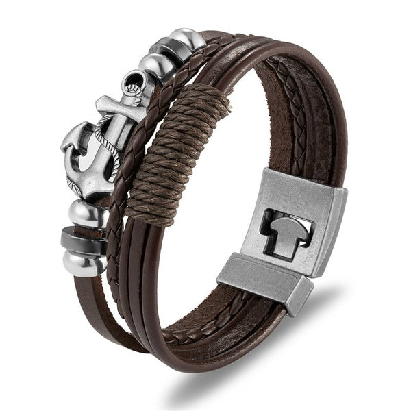 New Design High Quality Multi-layer Leather Bracelets Charm Bracelet Men Jewelry Party Fine Gift Male