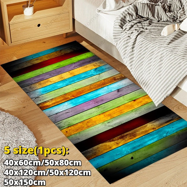 3D Color Wood Grain Rug Bedroom Living Room Comfort Carpet Kitchen Anti-slip Absorbent Carpet Room Floor Mat Bathroom Door Mat (40x60cm-50x80cm-40x12
