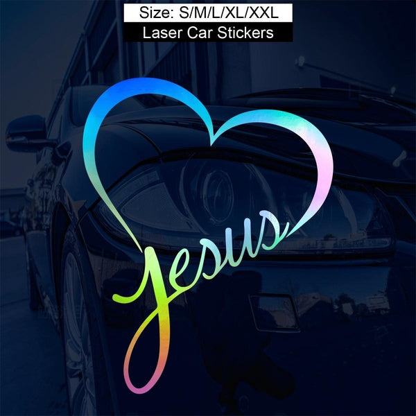 1pc JESUS HEART Vinyl Decal Sticker Reflective Car Decal Stickers Personality Car Styling Removable Vinyl