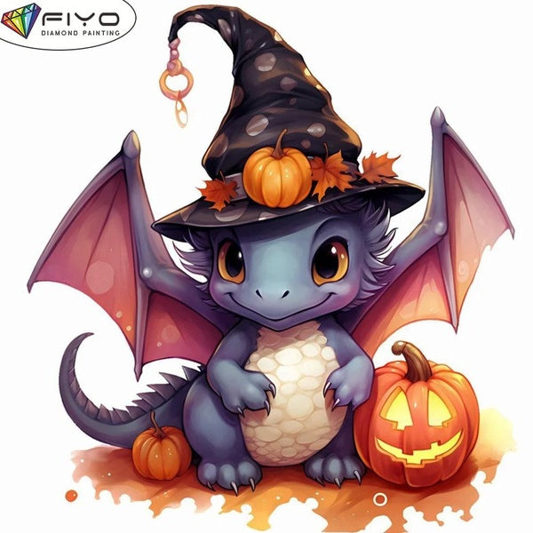 FIYO DIY 5D Halloween and Dragon Diamond Painting Full Drill with Number Kits Home and Kitchen Fashion Mosaic Diamond Painting Canvas Wall Decoration