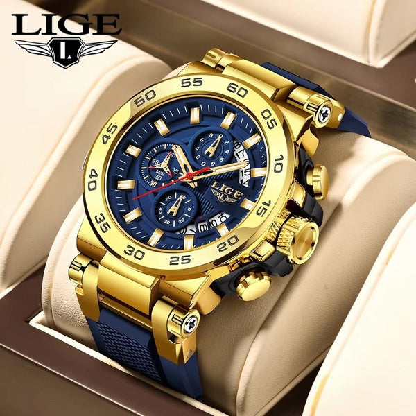 LIGE Nouvelles Montres Pour Hommes Top Marque De Luxe Grand Cadran Montre Hommes Étanche Quartz Montre-Bracelet Sport Chronographe Horloge Relogio Ma