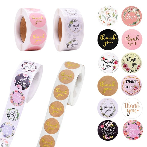 500pcs Thank You Stickers 1 inch Seal Labels for Festival Birthday Party Gift Packaging Envelope Card Stationery