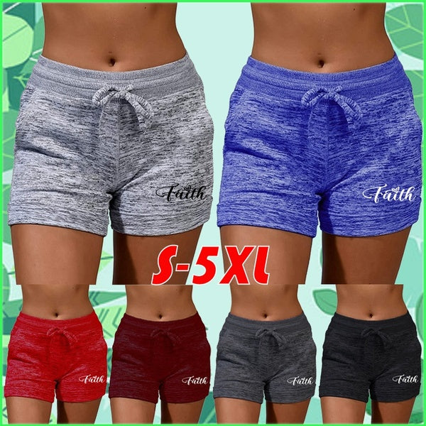 2022 New Summer Women's Cotton High Waist Shorts Quick-drying Sports Fitness Shorts Yoga Pants Ladies Casual Plus Size Drawstring Wide Leg Shorts S-5