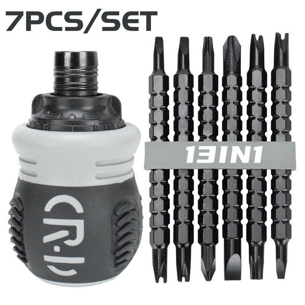 1-7PCS-Set Ratcheting Screwdriver Set Multi-Function Telescopic Bit Dual-Head Magnetic Tip Screwdriver Bit Repair Hand Tool