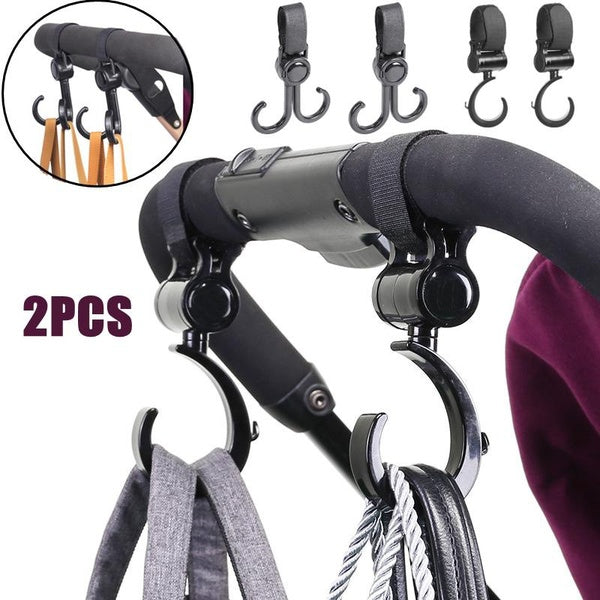 2Pcs Baby Stroller Hooks Baby Car Accessories Rotate 360 Degree Stroller Organizer Magic Stick Hook Pram Pushchair Hanging Hanger