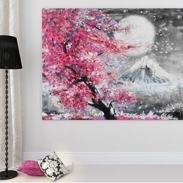 Hot Frameless Canvas painting Print 1 Piece Scenery Cherry Blossom Mountain Wall Art painting Home Decor for living room Bedroom office Artwork Decor