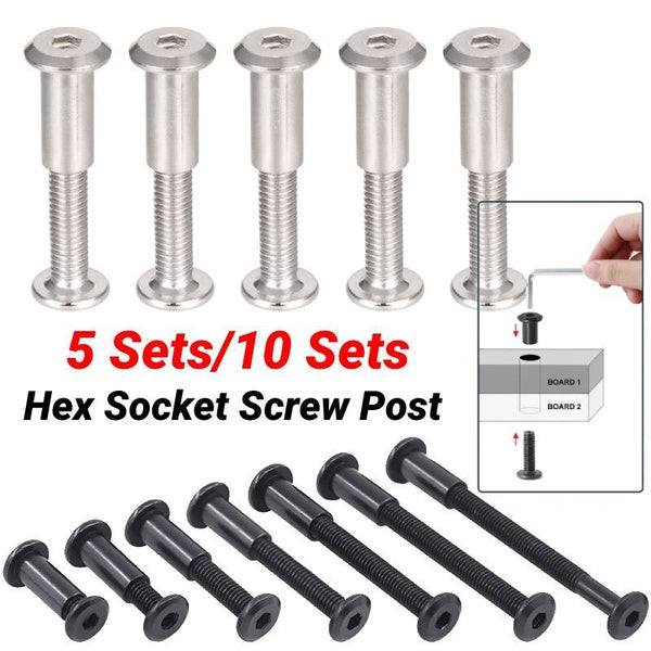 5 Sets-10 Sets Hex Drive Socket Cap Bolts Furniture Connector Bolts M6 M8 Countersunk Screw Barrel Nuts Binding Screws for Furniture-Scrapbook Photo