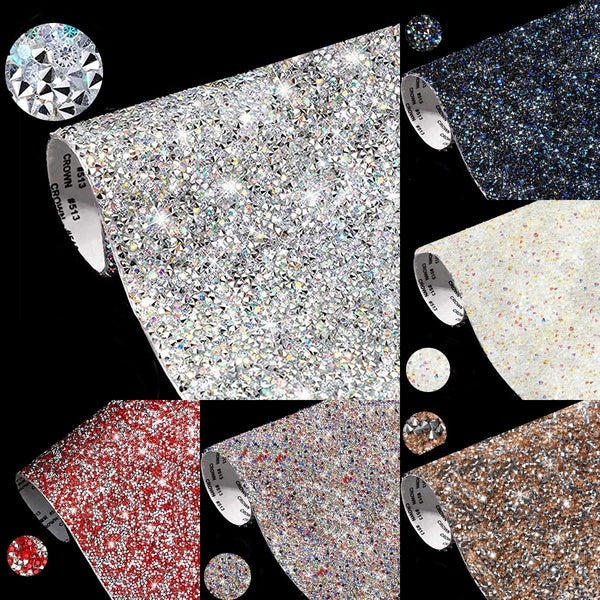 Self Adhesive Rhinestone Sticker Tape Sheet Trim Glitter Crystal Ribbon Gem Stickers for DIY Car Phone Shoes Clothes Decor