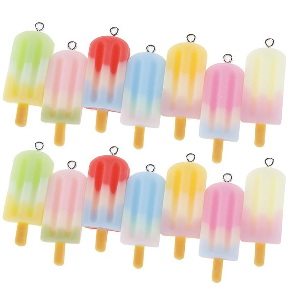 10 pièces dessin animé résine Popsicle pendentif tricolore crème glacée charme pour boucles d'oreilles bijoux à bricoler soi-même faisant artisanat a
