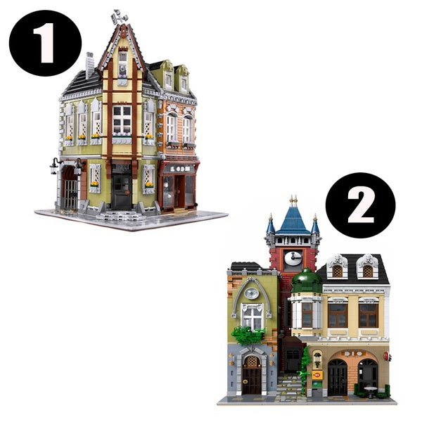 2020 NEW MOC Creator City Street View Corner Mall Old pub Model Building Kits Blocks Bricks Kids Toys