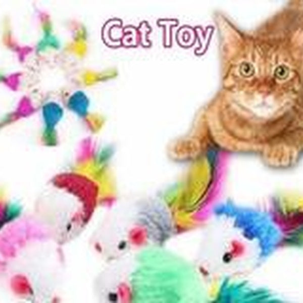 1-5-10Pcs Colorful Feather Funny Playing Toys Soft Fleece False Mouse Cat Toys For Cats Kitten Interactive Ball Cat Toy Catnip