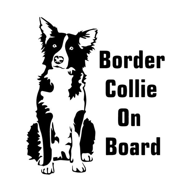 2PCS Cute Dog Car Decal Vinyl Sticker Border Collie On Board Auto Laptop Cars Door