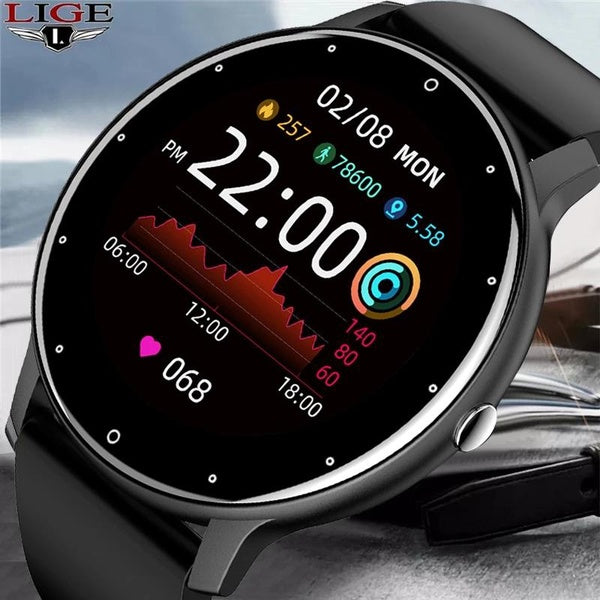 LIGE 2023 nouvelle montre intelligente hommes plein écran tactile Sport Fitness montre IP67 étanche Bluetooth pour Android ios smartwatch hommes + bo
