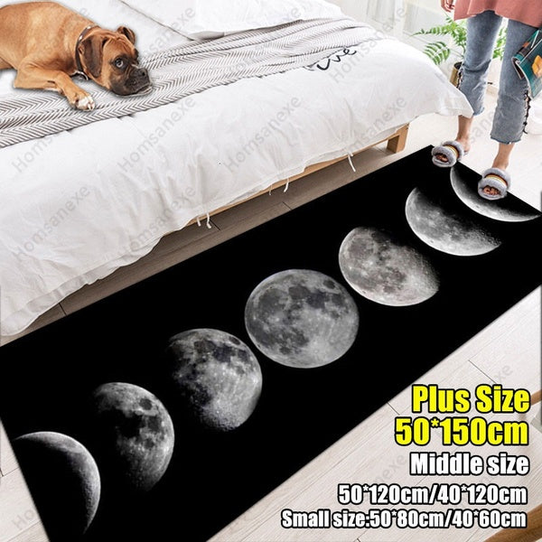 3D Moon Printed Carpet Living Room Bedroom Entrance Door Mat Kitchen Bathroom Anti-slip Waterproof Carpet Household Supplies (40x60cm-50x80cm-40x120c