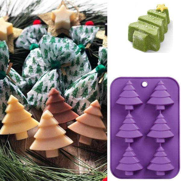 Christmas Tree Cedar 3D Molds Flexible Silicone Soap Candle Mold Polymer Clay Tool DIY Cake Chocolate Candy Cookie Baking Mould