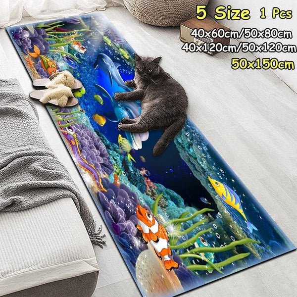 3D Printing Underwater World Rugs Bath Mat Bath Rugs Anti-slip Kitchen Mats Bathroom Mat Bathroom Carpets (Quantity:1Pcs) 5 Size 40x60cm-50x80cm-40x1