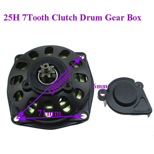 FishMotor 25H 7T Clutch Drum Gear Box For Mini Pocket Bike ATV Go Kart 2 Stroke 47cc 49cc Motorcycle Bike
