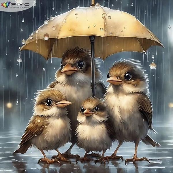 FIYO Duckling With An Umbrella DIY 5D Diamond Painting Full Drill with Number Kits Home and Kitchen Fashion Mosaic Diamond Painting Canvas Wall Decor