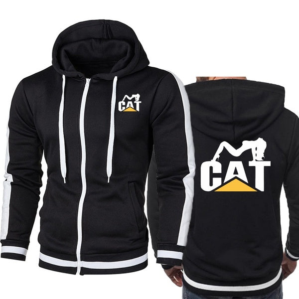 Caterpillar Cat Logo Spring Autumn New Fashion Casual Sport Jacket Cotton Sweatshirt Men's Zipper Hoodie Solid Color Coat Pullover