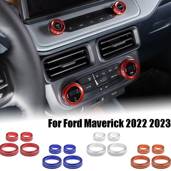 4PCS Car Center Console Air Conditioner Volume Knob Trim Cover for Ford Maverick 2022 2023